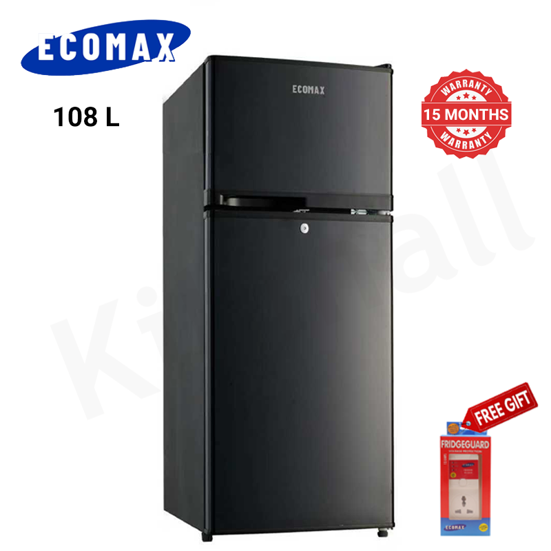 ECOMAX 108L Double Door Fridge and Freezer, Energy Saving Compact Refrigerator with Fast Cooling, KD-108 Household Appliances for Kitchen
