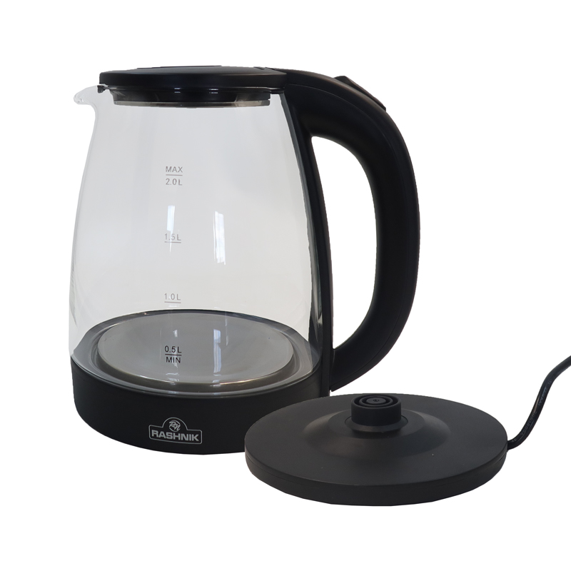 RASHNIK  RN-1161 2.0L  1500W Glass  Electric Kettle Automatically turns off when water boils  Dry & Over Heat Protection