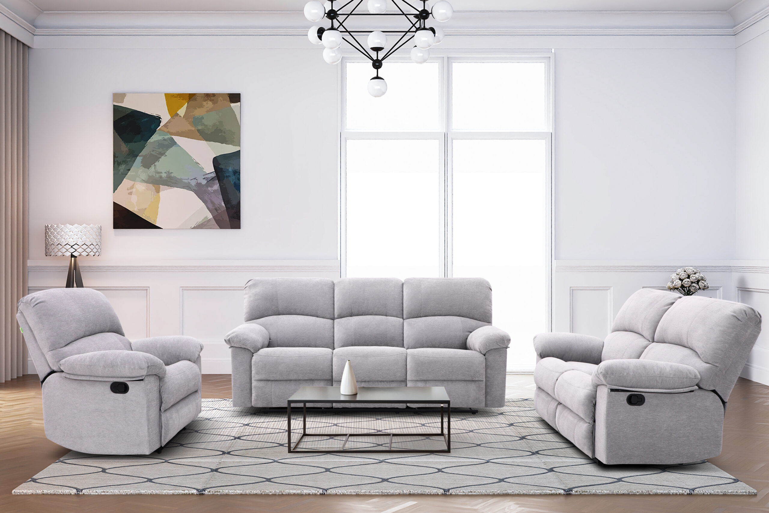 New Fabio 5 Seater Recliner – Light Grey