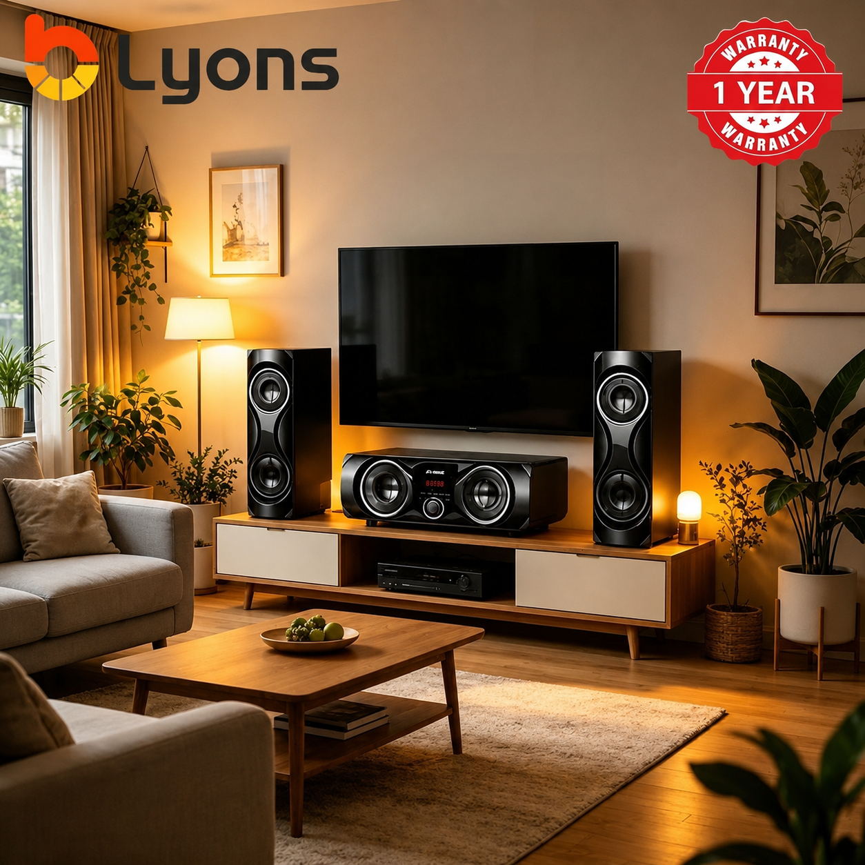LYONS LYS3605 3.1CH Multimedia Speaker System – Bluetooth Home Theater Sound System with FM Radio, USB/SD & Remote Control【Anniversary Sale】