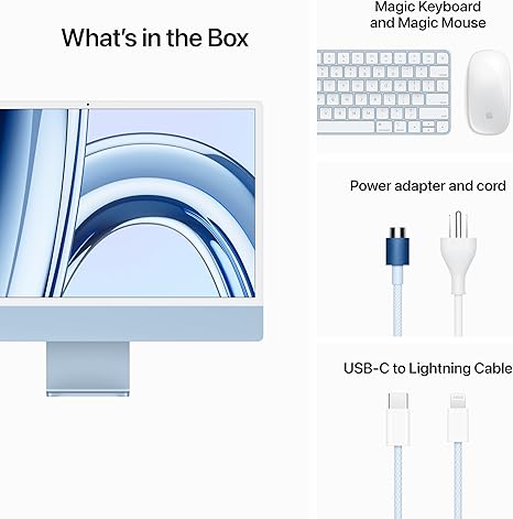 Apple iMac 24-inch All-in-One Desktop | Apple M3 Chip (8-Core CPU, 10-Core GPU), 8GB RAM, 256GB SSD | 4.5K Retina Display | Blue - Techsavvy Solutions