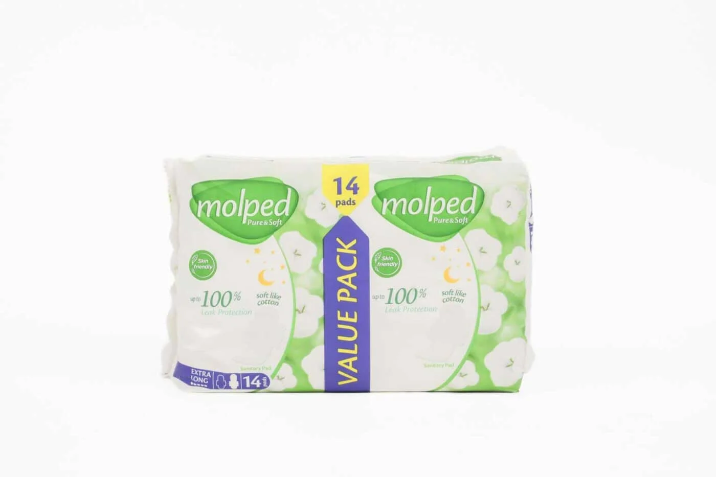 Molped Pure & Soft Extra Long Sanitary Pads – 14 Pieces