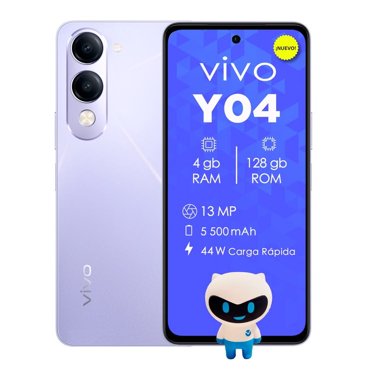 🔥OFFER🔥Vivo Y04 128GB 6GB RAM 6.74" IPS LCD Display Android 14 Funtouch 14 OS 13MP Main Camera 5MP Selfie Camera Fingerprint (side-mounted) 5500mAh Li-Ion Battery Vivo Y04 128GB 6GB RAM 6.74" IPS LC