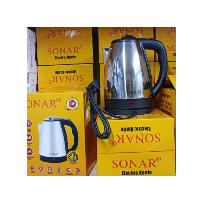 SONAR 2L Electric Kettle – Fast Boiling Electric Water Kettle with Automatic Shut-Off, Cordless Jug Design, Easy-Pour Spout & Comfortable Handle for Home & Office