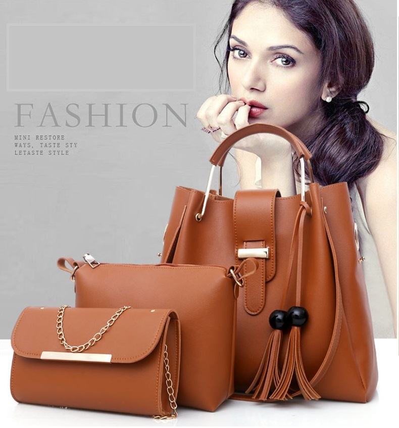3pcs/Set Big Large Capacity Durable PU Leather Lady Handbags Sling Bags For Ladies Hand Bags Classic Fashion Women Handbags Luxury Genuine Bags Wife Girl Friend Chrismas New Year Valentine's Day Gift