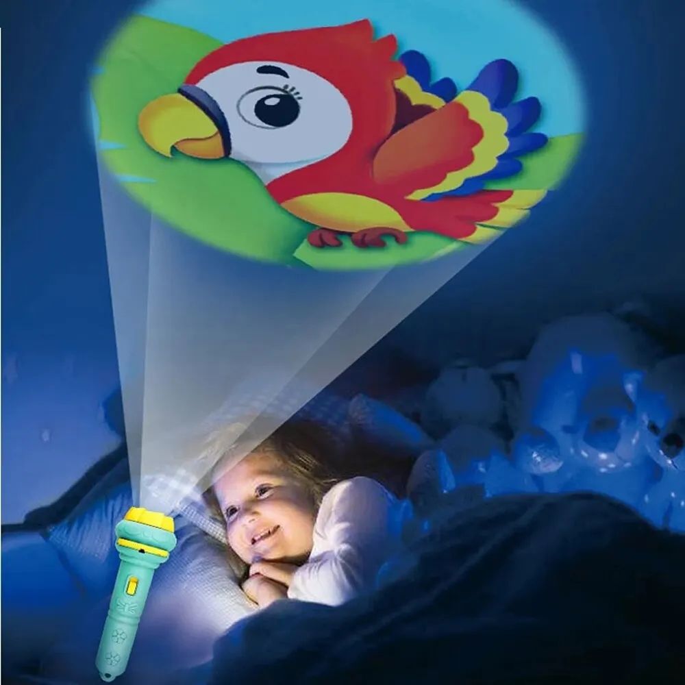 Cartoon Projection Flashlight 56 Patterns Creative Children Flashlight Toy Projector Baby Toys Bedtime Story Book Toy