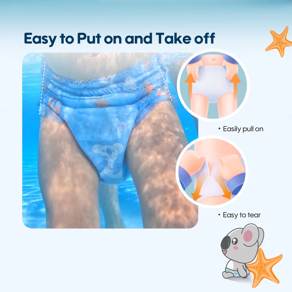 Aiwibi Disposable Baby Swim Diapers | Baby Swim Pants & Swim Nappies | Soft Comfortable Fit | Leak Protection | 2 PC Pack