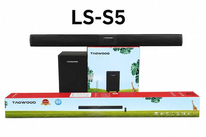 Tagwood 12000W 2.1CH Multimedia Bluetooth Woofer Speaker System Subwoofer LS-S5 Soundbar BT/USB/SD/FM AC/DC System Soundbar with Remote Control S5 Speaker bass Soundbar system Sound bar system
