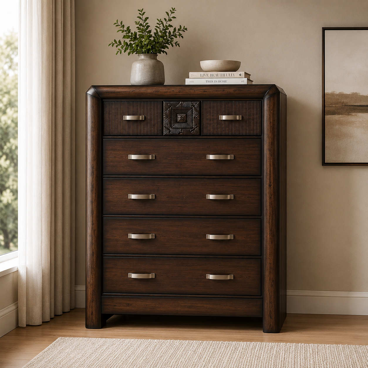 Rosemary Chest of Drawers – Dark Brown