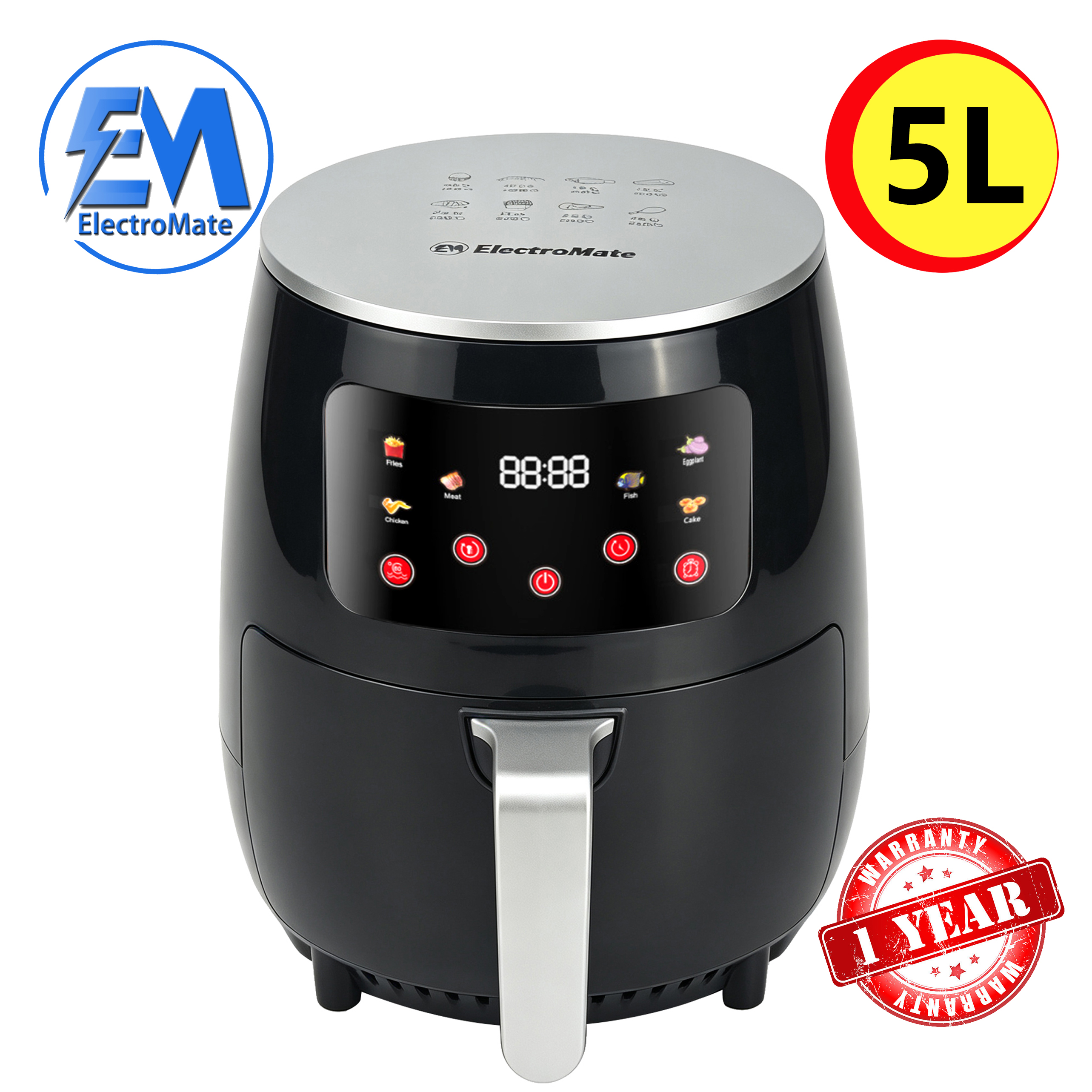 EM Air Fryer 5L multifunctional Electromate Air fryer oven airfryer with  extra large airfryer with manual control AF01