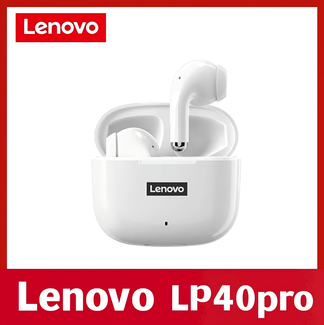 Original Lenovo Thinkplus LP40 Pro TWS Wireless Earphone Bluetooth 5.1 Earpods Sport Headset Waterproof Stereo Bass Earbuds with Mic for Android iOS - Black / White
