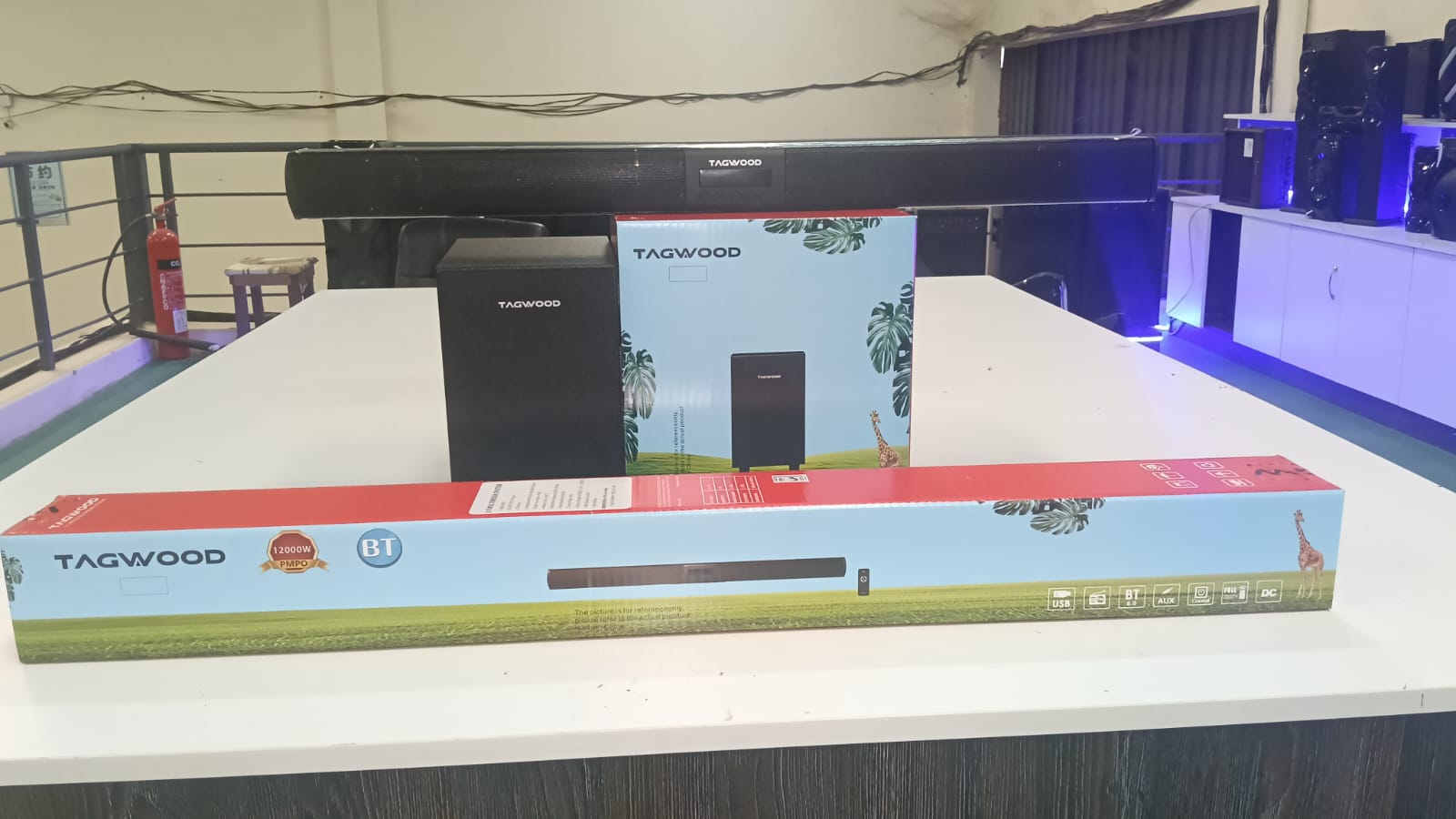 Tagwood 12000W 2.1CH Multimedia Bluetooth Woofer Speaker System Subwoofer LS-S5 Soundbar BT/USB/SD/FM AC/DC System Soundbar with Remote Control S5 Speaker bass Soundbar system Sound bar system