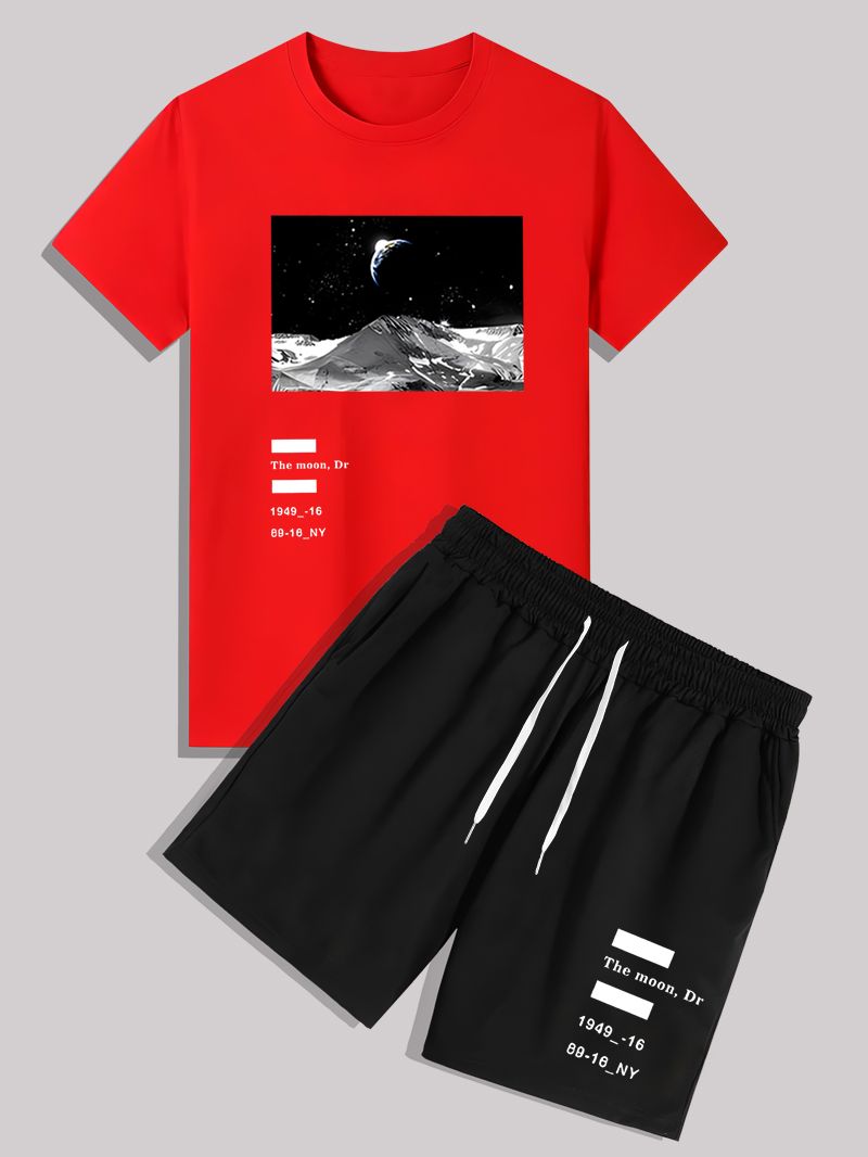 Man clothes  Men's clothing - Summer - Short-sleeved T-shirt - Printed - New style T-shirt+short  Short-sleeved men's T-shirt 1201