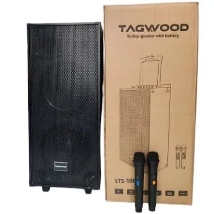 TAGWOOD LTS-10A 10" Portable and Rechargeable Bluetooth Trolley Speaker 9800W PMPO Woofer Multimedia Speaker System Outdoor Subwoofer Speaker with BluetoothFM Radio and Free Wireless Microphone