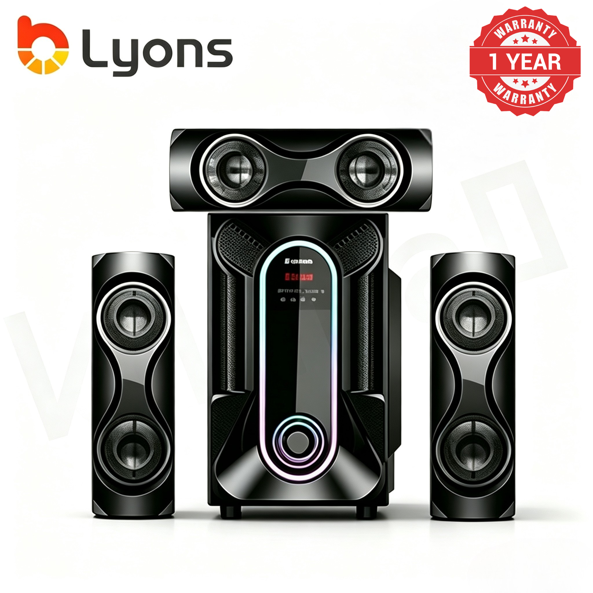 LYONS LYS3605 3.1CH Multimedia Speaker System – Bluetooth Home Theater Sound System with FM Radio, USB/SD & Remote Control【Anniversary Sale】