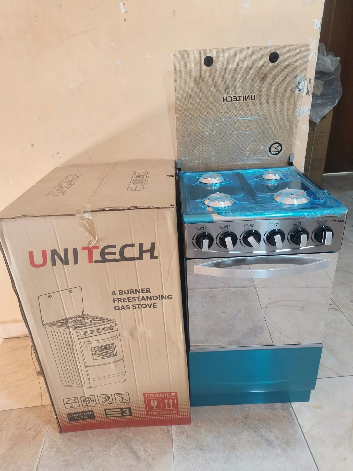 Silver 50×55 Unitech Full Gas Freestanding JET Auto-Ignition Cooker