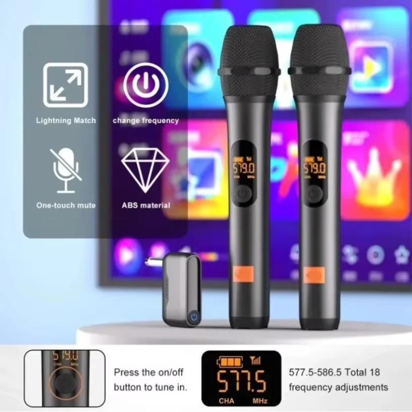 Professional 2 Channel For JBL PartyBox DJ UHF digital Wireless Handheld Microphone System with rechargeable TWO microphone
