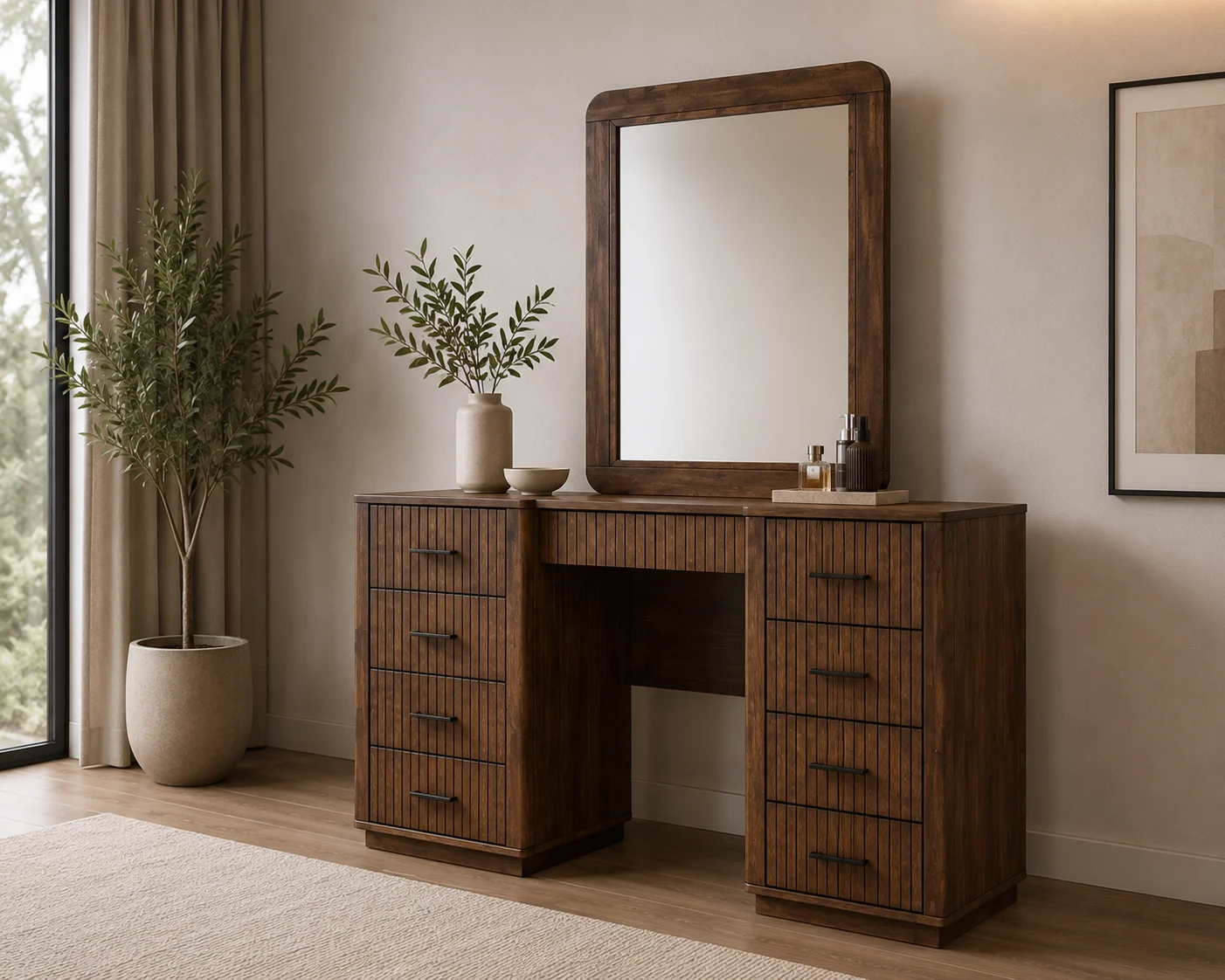Vienna Dresser with Mirror – Dark Tivol
