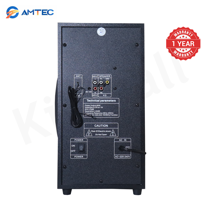 Amtec AM-731 3.1CH Sub Woofer Bluetooth Home Theater Speaker System 60W RMS 20000W PMPO AC/DC Dual Power,Bluetooth FM USB SD AUX