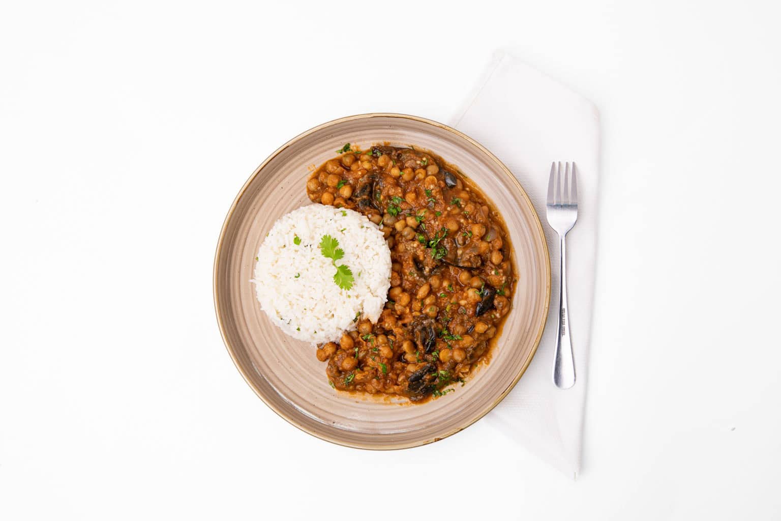Greenspoon Freshly Made & Chilled Vegan Chickpea & Aubergine Stew With Lemon Rice – 520g