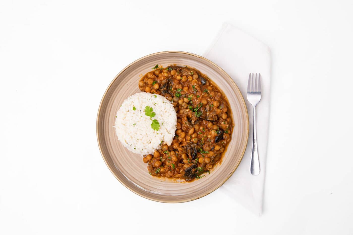 Greenspoon Freshly Made & Chilled Vegan Chickpea & Aubergine Stew With Lemon Rice – 520g