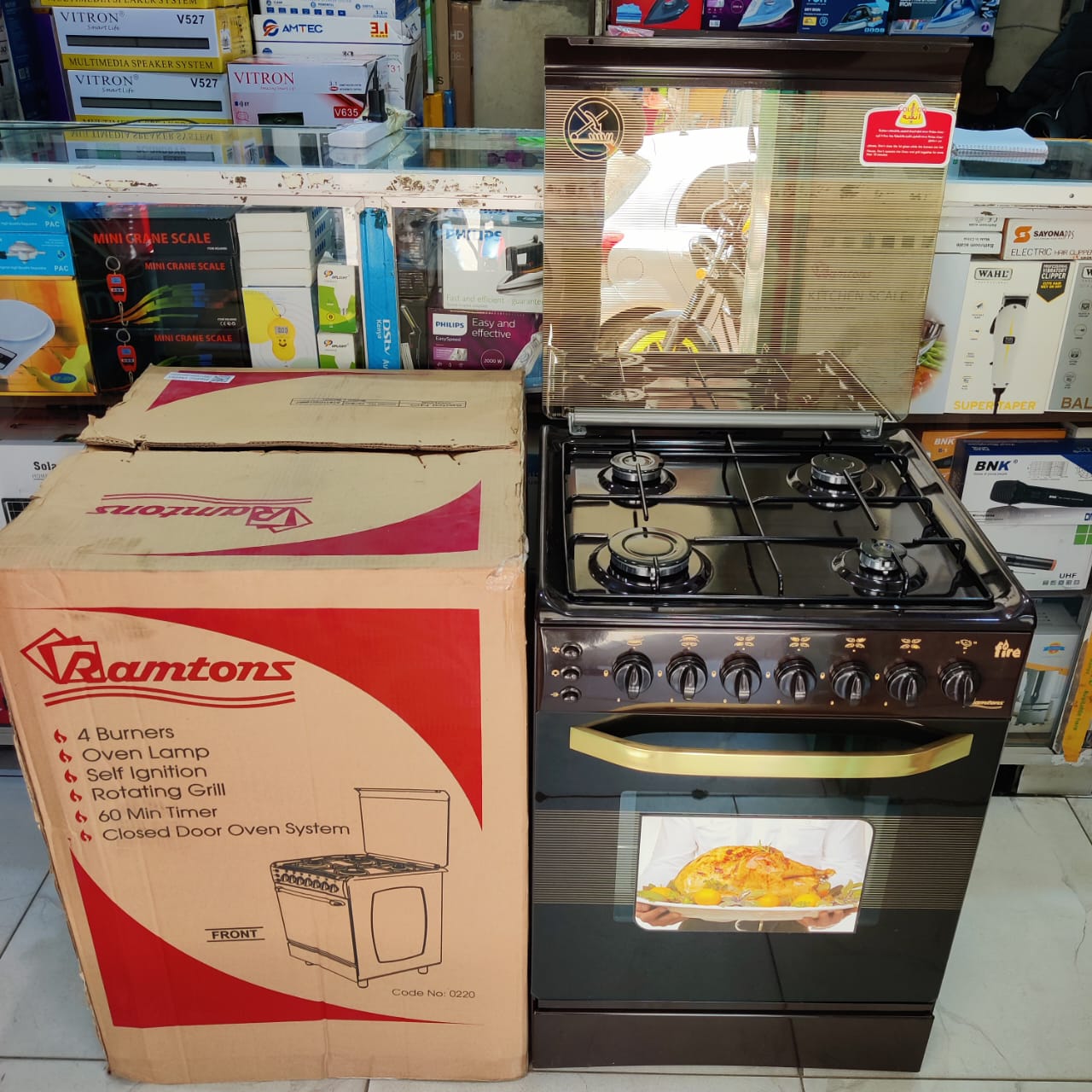 RAMTONS 55 x 55, All 4 Gas Burners + GAS OVEN Free Standing Cooker
