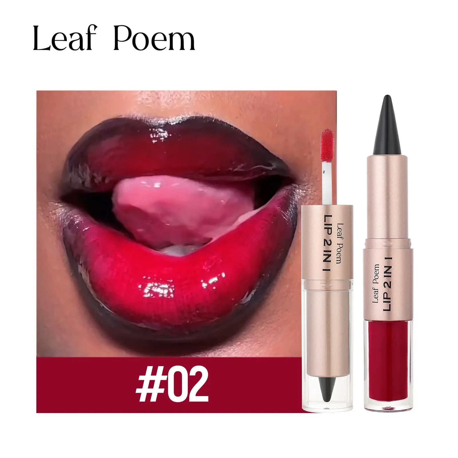 2 in1 Tapered Gradient Mirror Lip Gloss Matte Lip Liner Waterproof Lip Contour Non-Stick Makeup