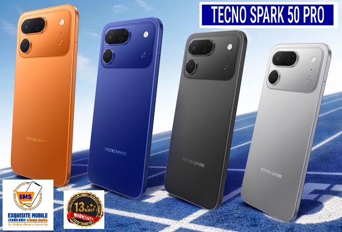 TECNO SPARK 50 256GB+8GB 6.78" 120Hz Phone Dynamic Port 50MP Dual Speaker 6000mAh 18W Type-C Dual SIM 4G Side Fingerprint Smart AI Phones 13 Months Warranty.