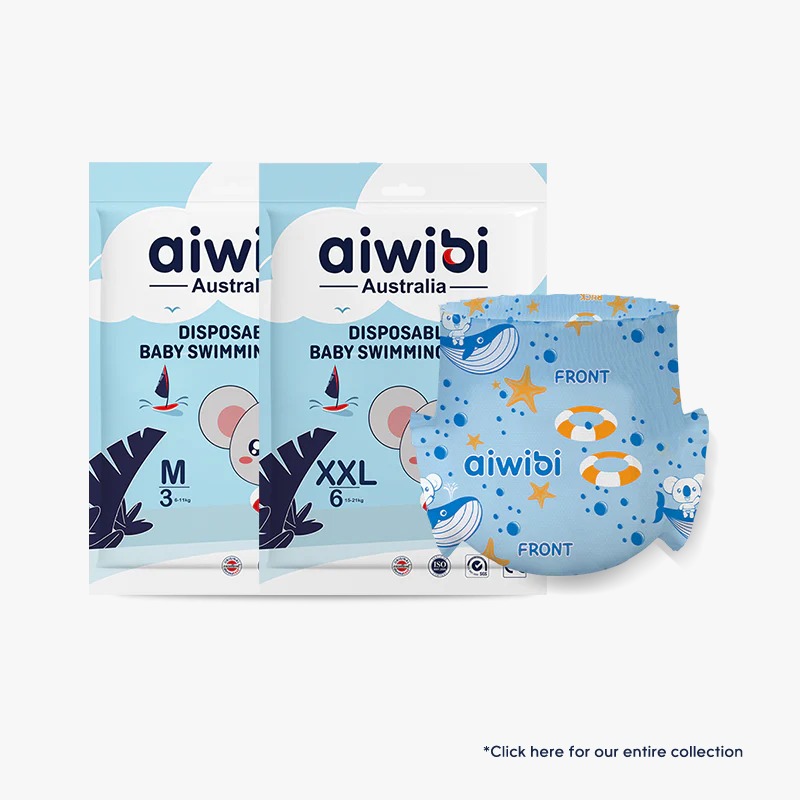 Aiwibi Disposable Baby Swim Diapers | Baby Swim Pants & Swim Nappies | Soft Comfortable Fit | Leak Protection | 2 PC Pack