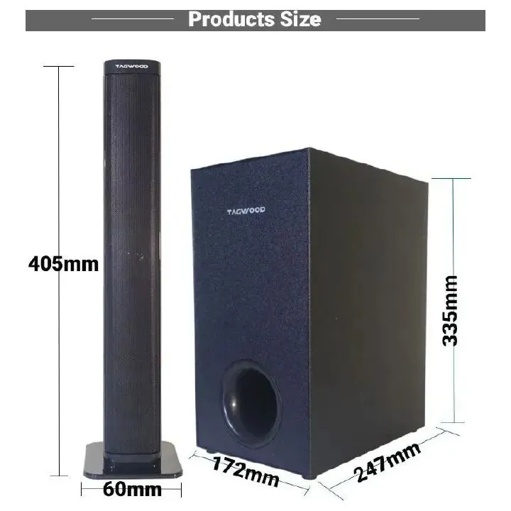 Tagwood 7500W 2.1CH Multimedia Bluetooth Woofer Speaker System Subwoofer Soundbar BT/USB/SD/FM Subwoofer Home Audilo System Soundbar with Remote Control S1 Speaker bass