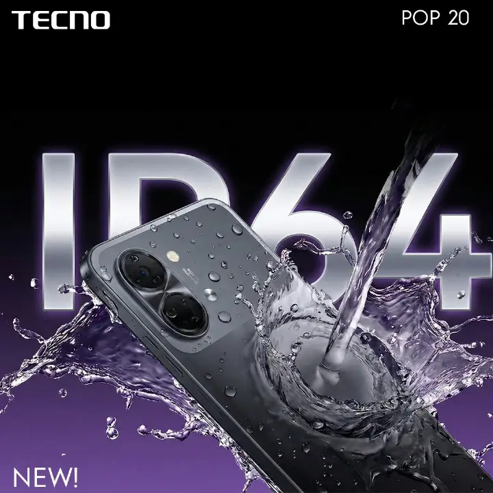 TECNO POP 20 128GB + 8(4+4)GB  64GB+4GB 4G Network 6.75" 120Hz Hole Screen Dual Speakers IP64 Waterproof 13MP 5000mAh 15W Type-C Android 15 Dual SIM Phone Side Fingerprint Unlock phones