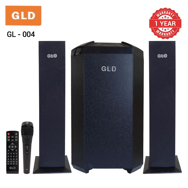 GL-004 Pro 2.1CH Multimedia Speaker System HI-FI 12000W PMPO Powerful Sound with Bluetooth, Built-in Mic for Karaoke, FM Radio, Remote Control Woofer
