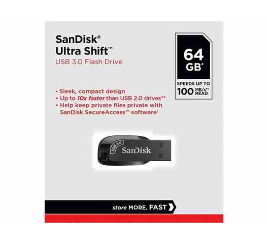 SanDisk Ultra Shift USB 3.0 Flash Drive 64GB - SDCZ410-064G-G46