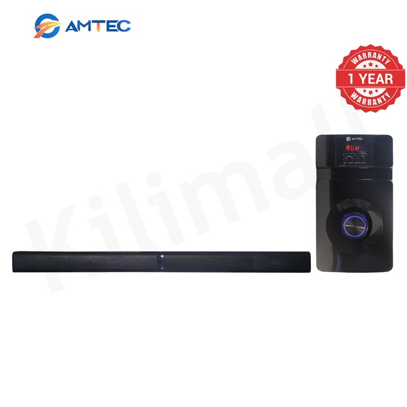 Amtec AM-01 2.1CH Soundbar Home Theater System With 5.25" Extra Bass Subwoofer,3D Sound, Bluetooth, FM, USB/SD, Woofer Speaker System With 45W RMS 20000W PMPO
