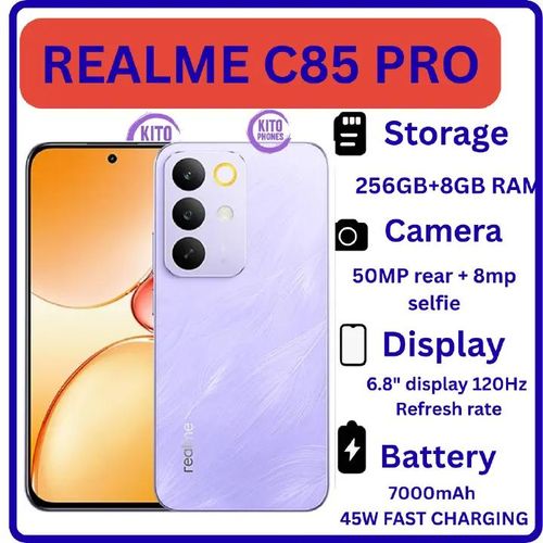 Realme C85 Pro Smartphone 8GB RAM 256GB ROM 6.78 Inch 120Hz Display 108MP Camera 6000mAh Battery Fast Charging Android 5G Dual SIM Mobile Phone