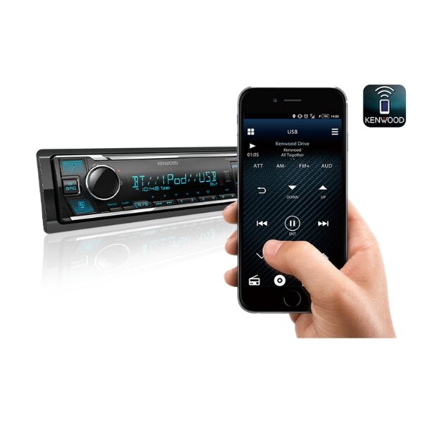 Kenwood KMM-BT408 - 1-DIN Car Stereo, Bluetooth, USB