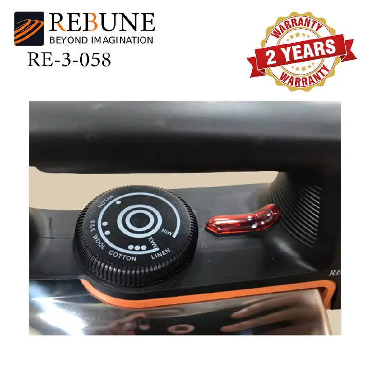 RE 3-058 Rebune dry iron with non stick sole plate grey in color 1200W With 2 years warranty