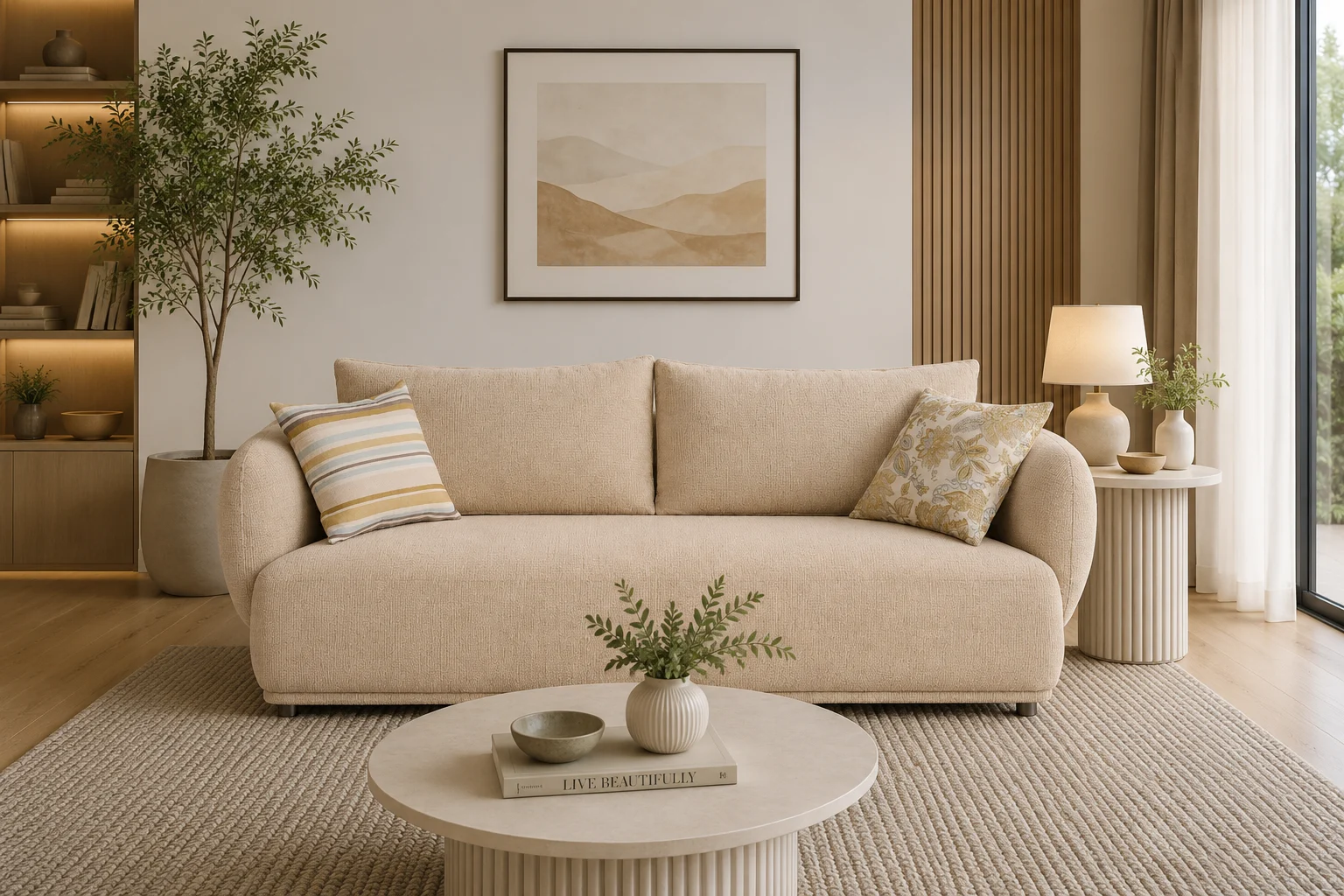 Alto 2 Seater RAF Stationary Sofa – Beige