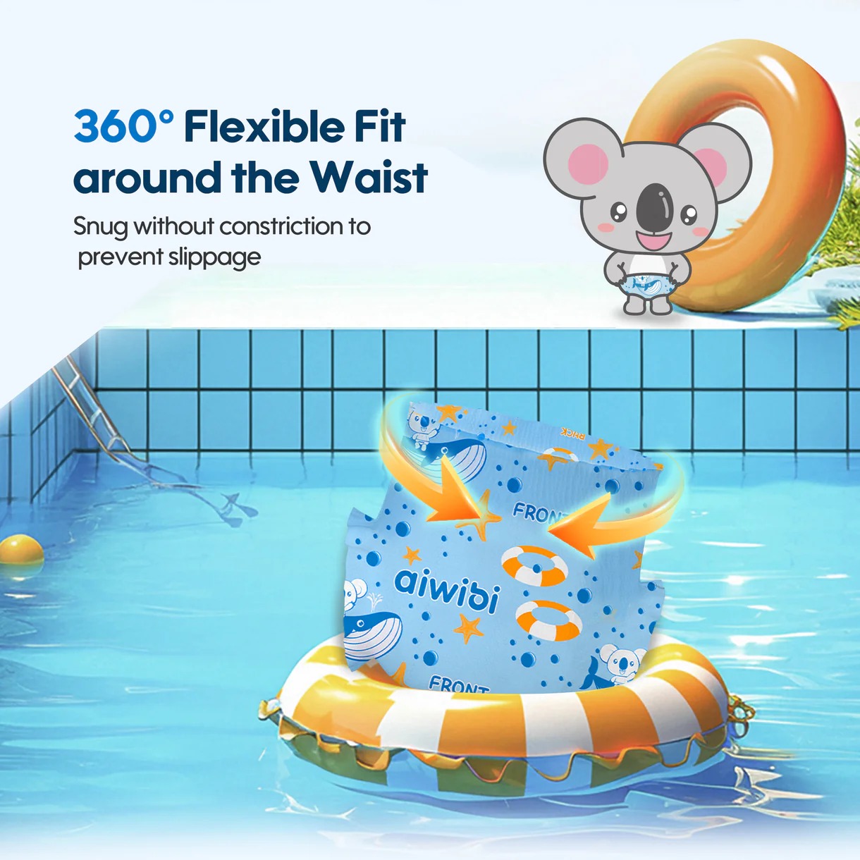 Aiwibi Disposable Baby Swim Diapers | Baby Swim Pants & Swim Nappies | Soft Comfortable Fit | Leak Protection | 2 PC Pack