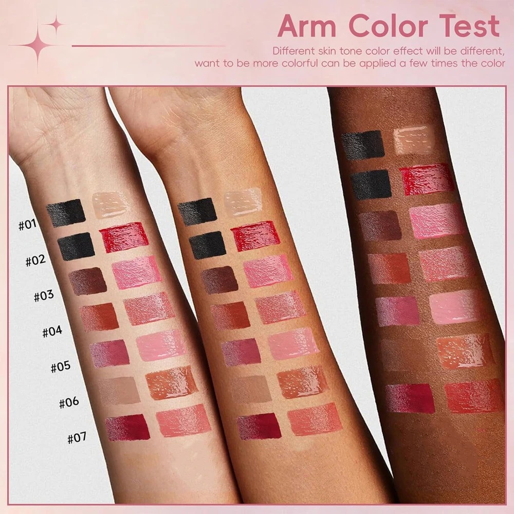 2 in1 Tapered Gradient Mirror Lip Gloss Matte Lip Liner Waterproof Lip Contour Non-Stick Makeup