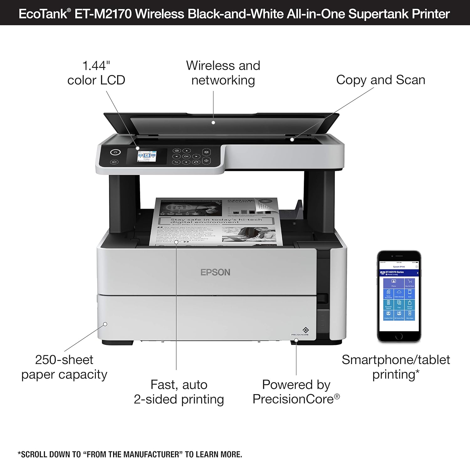 Epson EcoTank M2170 Monochrome All-in-One Printer | Print, Scan &amp; Copy | Wi-Fi | Automatic Duplex - Techsavvy Solutions