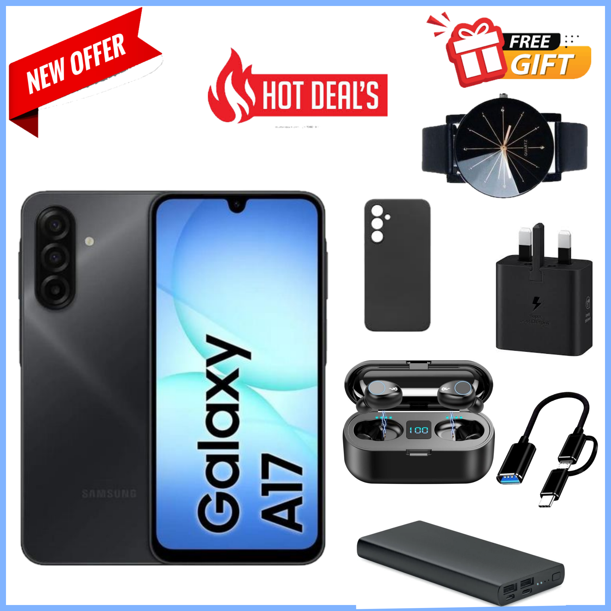 FLASHSALE DEALS!! Samsung Galaxy A17 128GB/256GB+4GB/6GB/8GB 6.7" Super AMOLED Display  50MP Triple Camera Android 15  5000mAh Samsung A17, A17 Samsung Smart Phones phone+ ALL THE DISPLAYED GIFTS