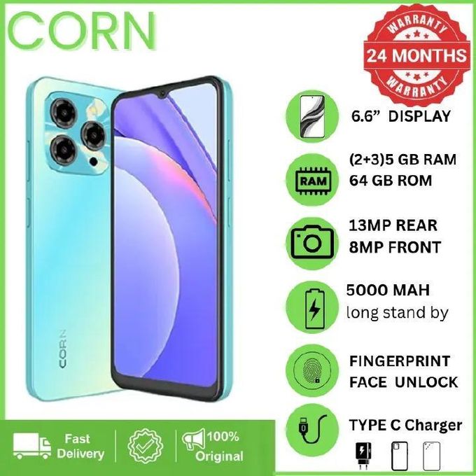 LIMITED TIME DEALS!!!! BRAND NEW CORN C16 PRO MAX 6.6" STORAGE ROM 64GB RAM 5GB STRONG BATTERY 5000 mAh DOUBLE SIM CARD SMART PHONE ON OFFER FINGERPRINT FACE