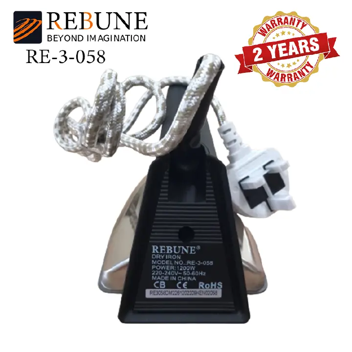 RE 3-058 Rebune dry iron with non stick sole plate grey in color 1200W With 2 years warranty