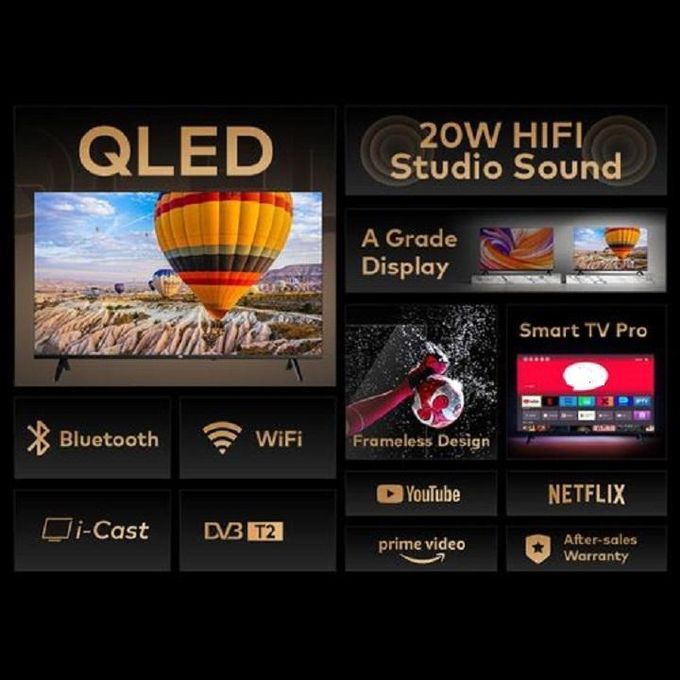 [ TODAY OFFER ] VITRON HTC4300QFS 43" INCH FRAMELESS-BLUETOOTH-ENABLED  QLED FHD,1080P,SMART TV ANDROID 11 TV NETFLIX ,YOUTUBE TELEVISION INBUILT DECODER,BUILT-IN WIFI+8 FREE GIFTS+14 MONTHS WARRANTY