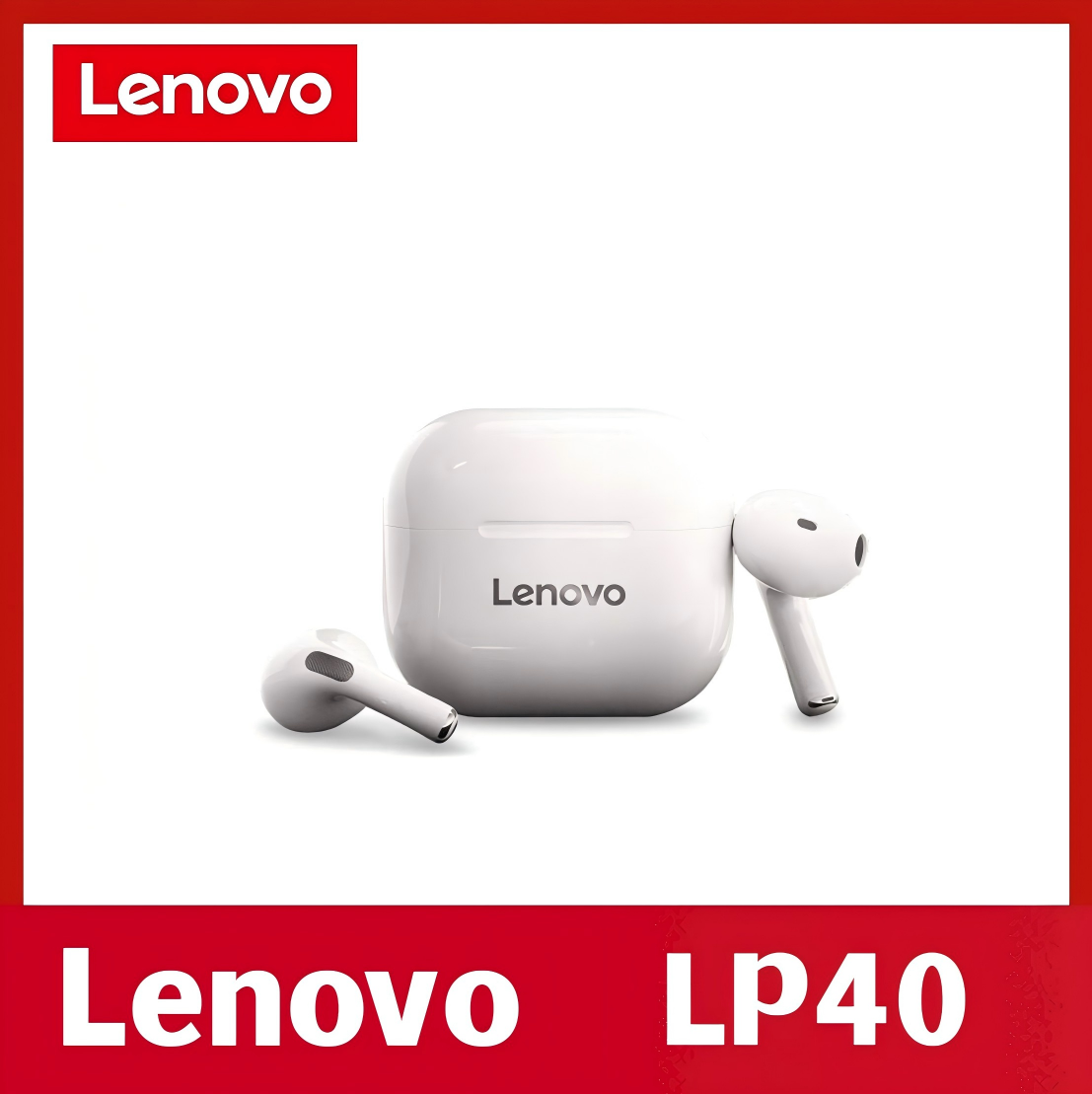 Original Lenovo Thinkplus LP40 TWS Wireless Earphone Bluetooth 5.0 Earpods True Stereo Earbuds Touch Control Bass Gaming Headset with Mic for Android iOS - Black / White