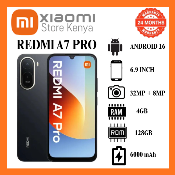 [New Arrival] Xiaomi Redmi A7Pro 64GB + 4GB 6.9 inch 120Hz LCD Display (32+8)MP Camera Android16 6000mAh battery 15w Fast Charge Dual Sim Side Fingerprint Smartphone