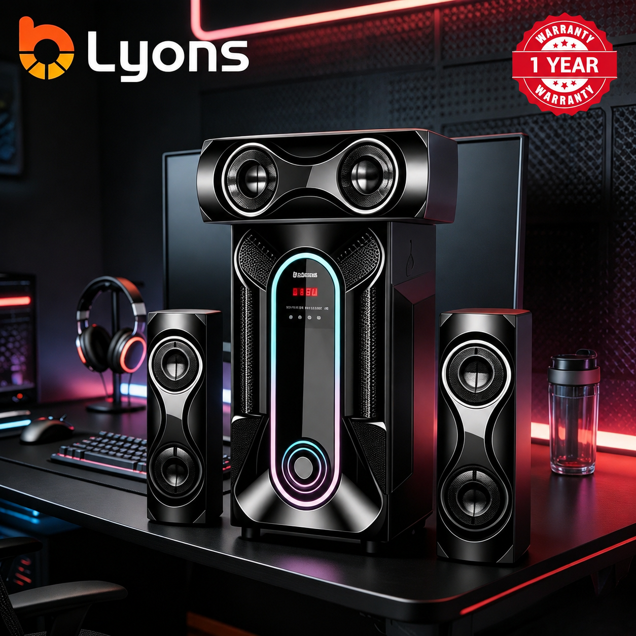 LYONS LYS3605 3.1CH Multimedia Speaker System – Bluetooth Home Theater Sound System with FM Radio, USB/SD & Remote Control【Anniversary Sale】