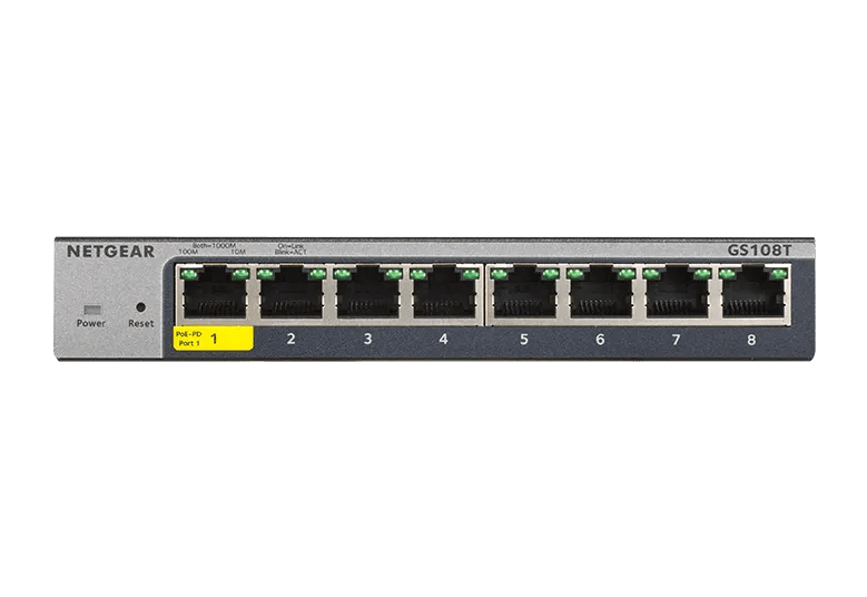 NETGEAR GS108T-300UKS 8-Port Gigabit Ethernet Smart Managed Switch Cloud Management Network Switch