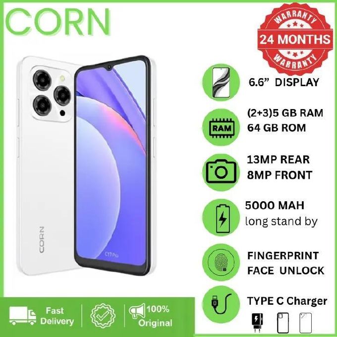 LIMITED TIME DEALS!!!! BRAND NEW CORN C16 PRO MAX 6.6" STORAGE ROM 64GB RAM 5GB STRONG BATTERY 5000 mAh DOUBLE SIM CARD SMART PHONE ON OFFER FINGERPRINT FACE